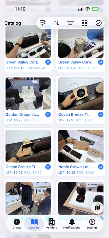Catalog grid view